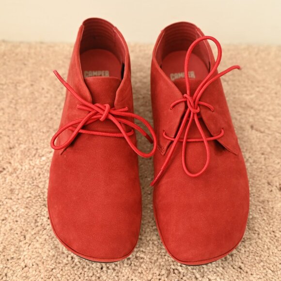 Camper Right Nina Ankle Boot - Red Nubuck - Picture 4 of 5
